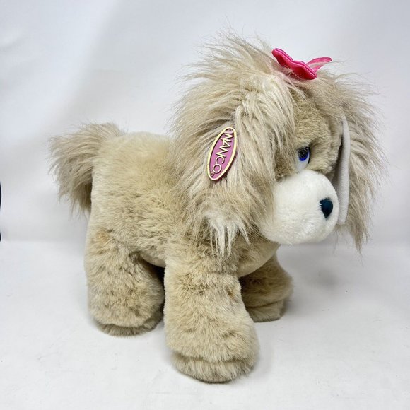 Nanco Tan Plush Puppy Dog "Kistie" 12" Vintage 1987 Pink Bow Original Tag‎ - Picture 5 of 7